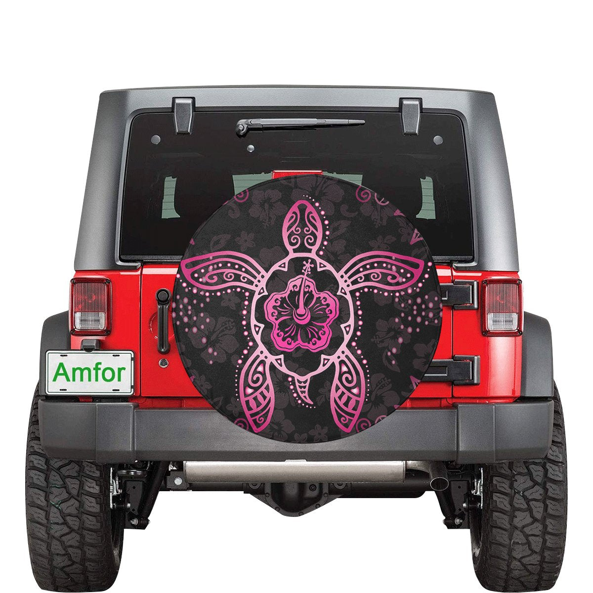 Turtle Hibiscus Pink Spare Tire Cover AH Pink - Polynesian Pride