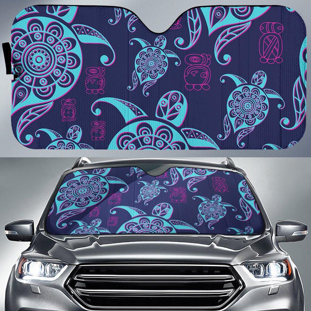 Turtle Neon Car Sun Shade AH Auto Sun Shade Universal Fit White - Polynesian Pride