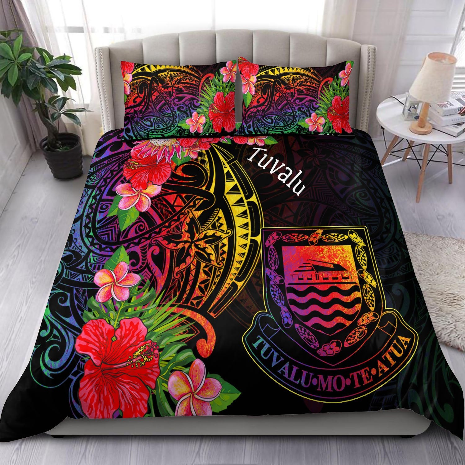 Tuvalu Bedding Set - Tropical Hippie Style Black - Polynesian Pride