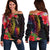 Tuvalu Women's Off Shoulder Sweater - Tropical Hippie Style Black - Polynesian Pride