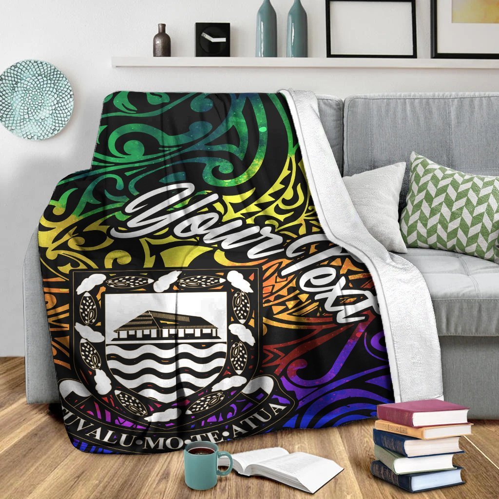 Tuvalu Custom Personalised Premium Blanket - Rainbow Polynesian Pattern - Polynesian Pride