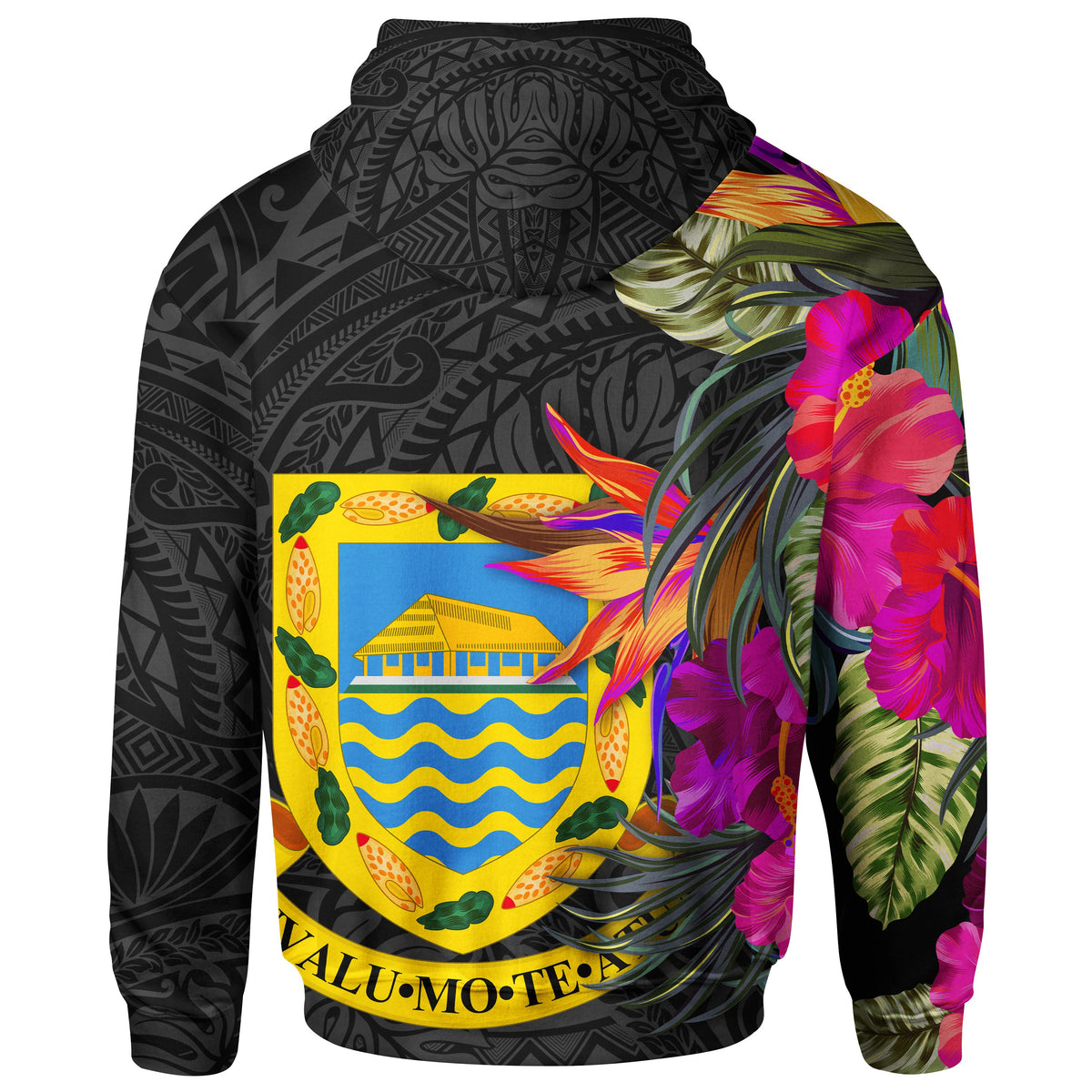 Tuvalu Zip up Hoodie Hibiscus Polynesian Pattern - Polynesian Pride