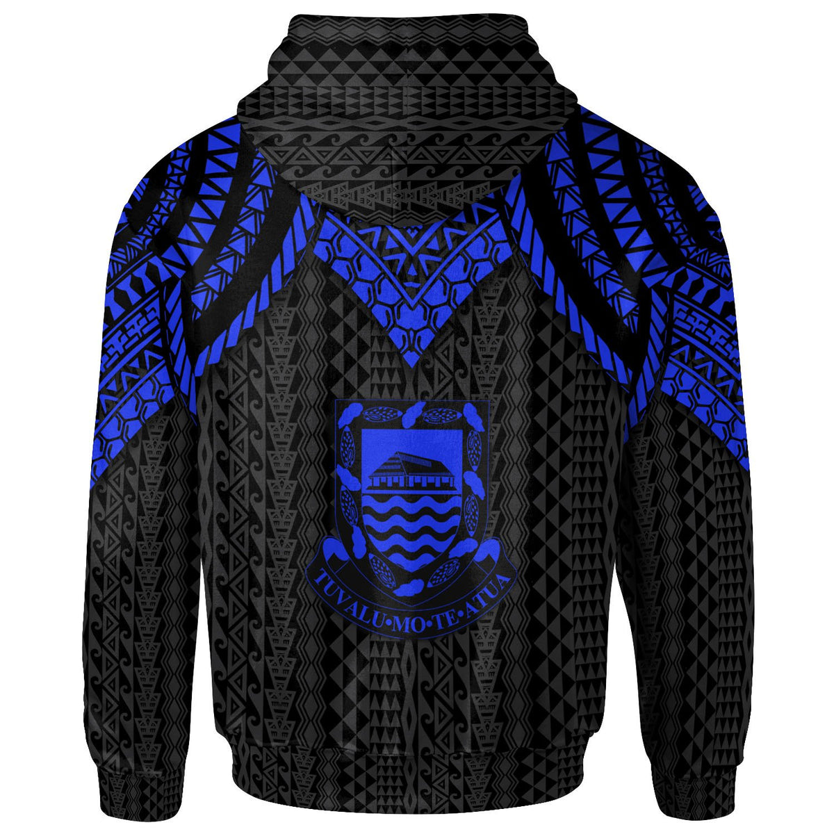 Tuvalu Zip up Hoodie Polynesian Armor Style Blue - Polynesian Pride