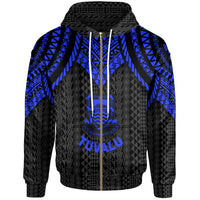 Tuvalu Zip up Hoodie Polynesian Armor Style Blue Unisex Blue - Polynesian Pride