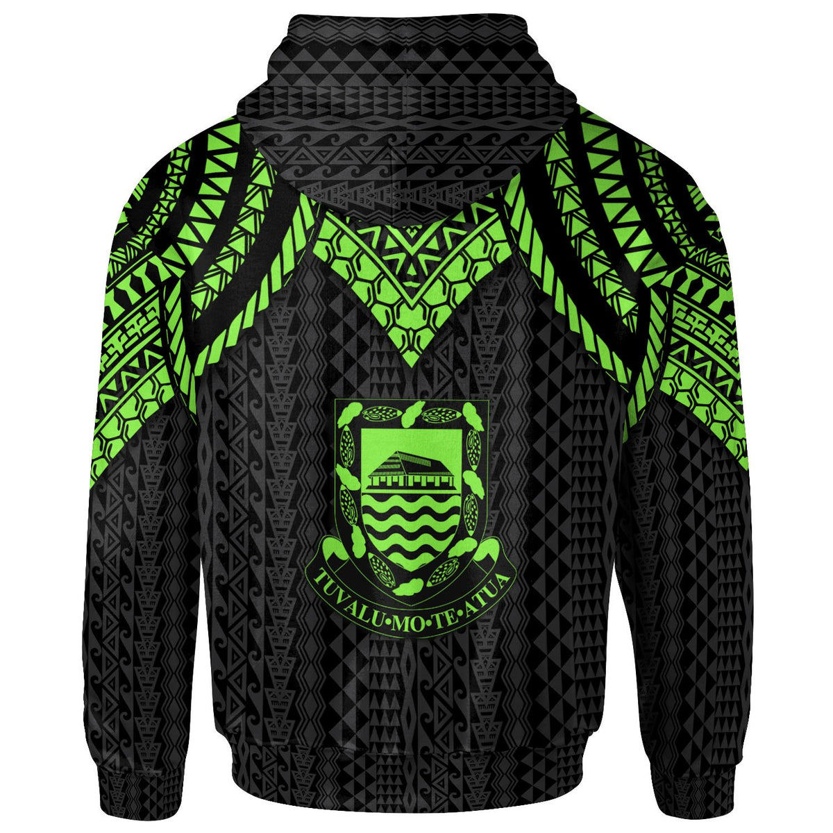 Tuvalu Zip up Hoodie Polynesian Armor Style Green - Polynesian Pride