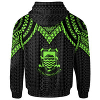Tuvalu Zip up Hoodie Polynesian Armor Style Green - Polynesian Pride