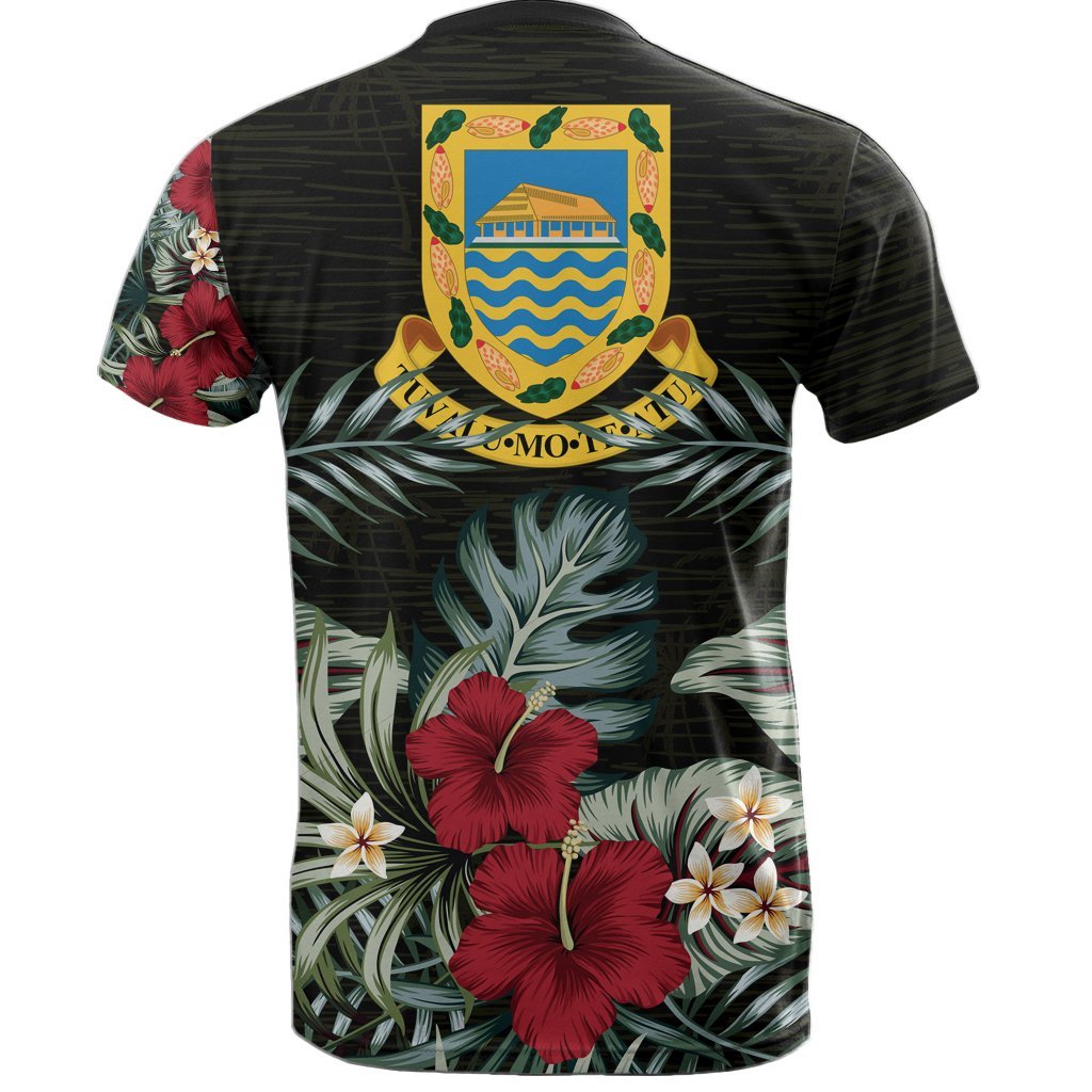 Tuvalu T Shirt Tuvaluan Coat of Arms Hibiscus Palm Leaves - Polynesian Pride