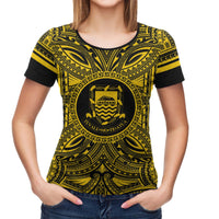 Tuvalu T Shirt Tuvaluan Coat of Arms Polynesian Gold Black - Polynesian Pride