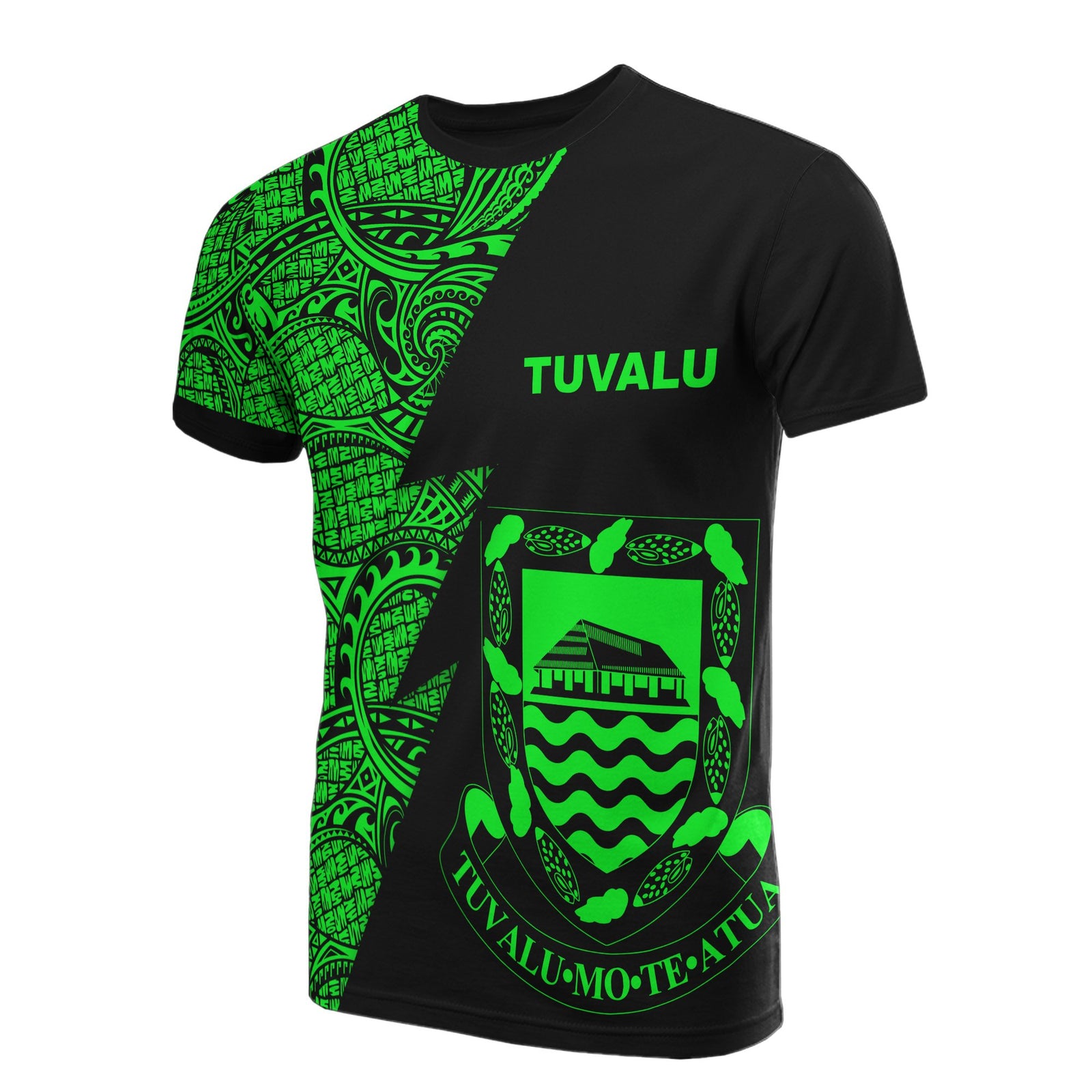 Tuvalu T Shirt Polynesian Pattern Green Flash Style Unisex Green - Polynesian Pride