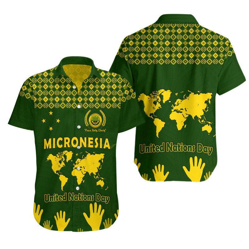 Federated States of Micronesia United Nations Day Hawaiian Shirt Green Simple World Map Version LT9 Unisex Green - Polynesian Pride