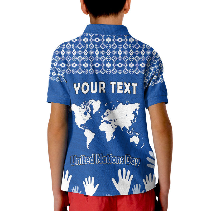 Custom Federated States of Micronesia United Nations Day Polo Shirt Blue Simple World Map Version LT9 - Polynesian Pride