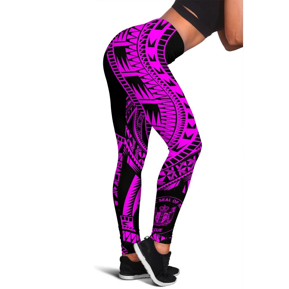 Niue Women Leggings Polynesian Pattern Pink Pink - Polynesian Pride