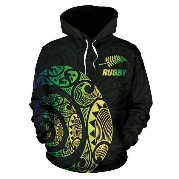 Light Maori Rugby New Zealand Hoodie Unisex Black - Polynesian Pride