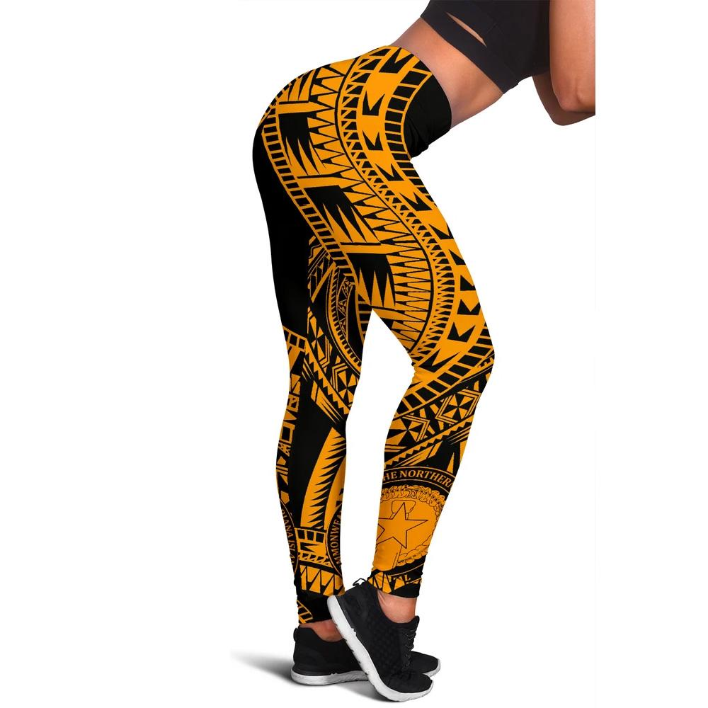 Northern Mariana Islands Women Leggings Polynesian Pattern Gold Gold - Polynesian Pride