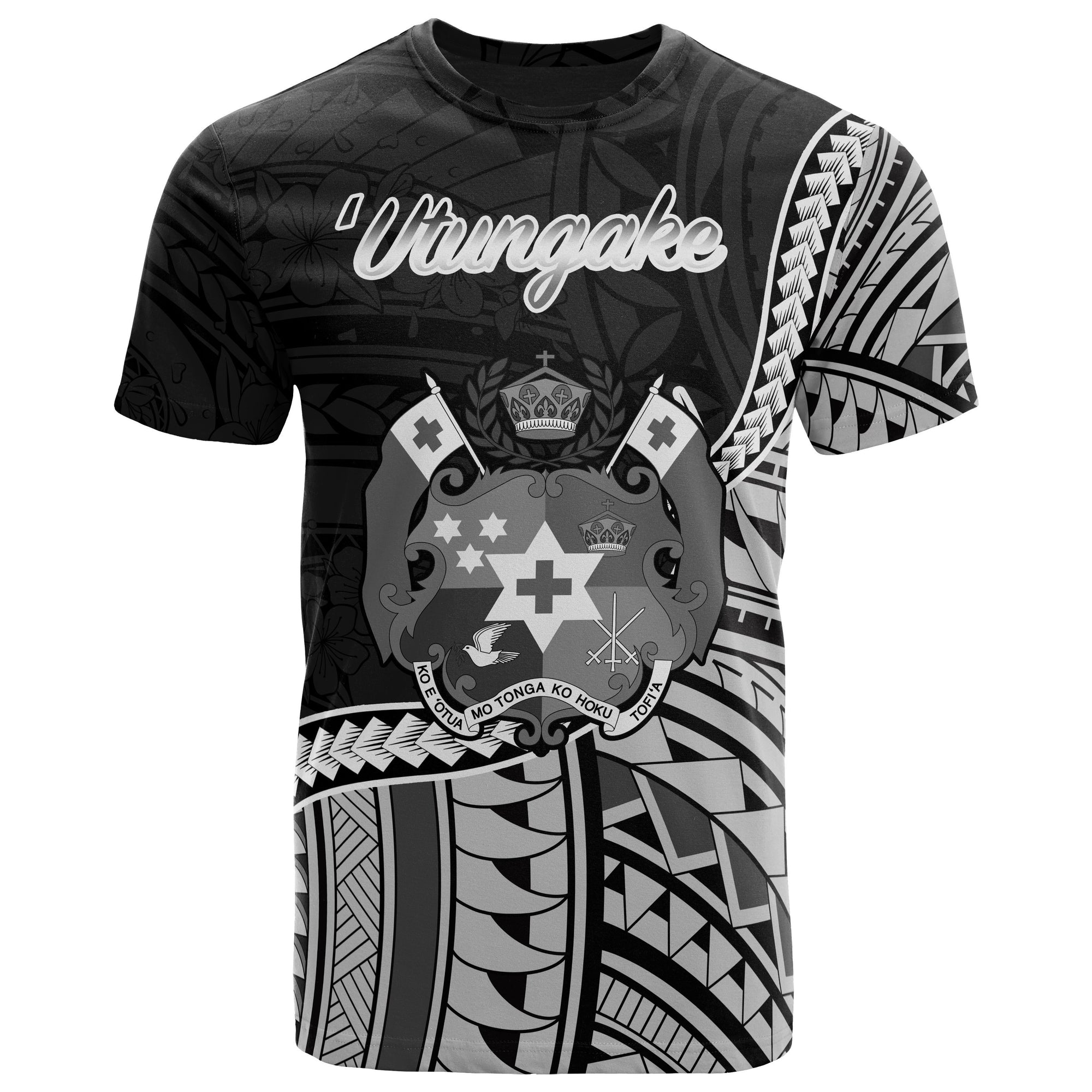 Tonga T Shirt Utungake Polynesian Patterns Unisex Black - Polynesian Pride