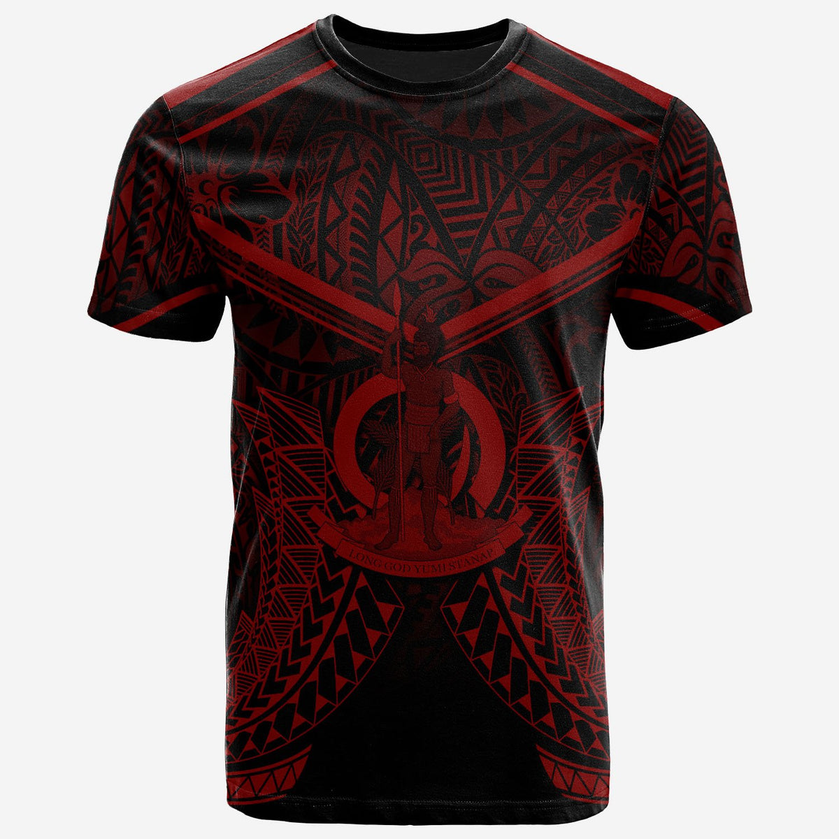 Vanuatu T Shirt Vanuatuan Seal With Red Line Style Black - Polynesian Pride