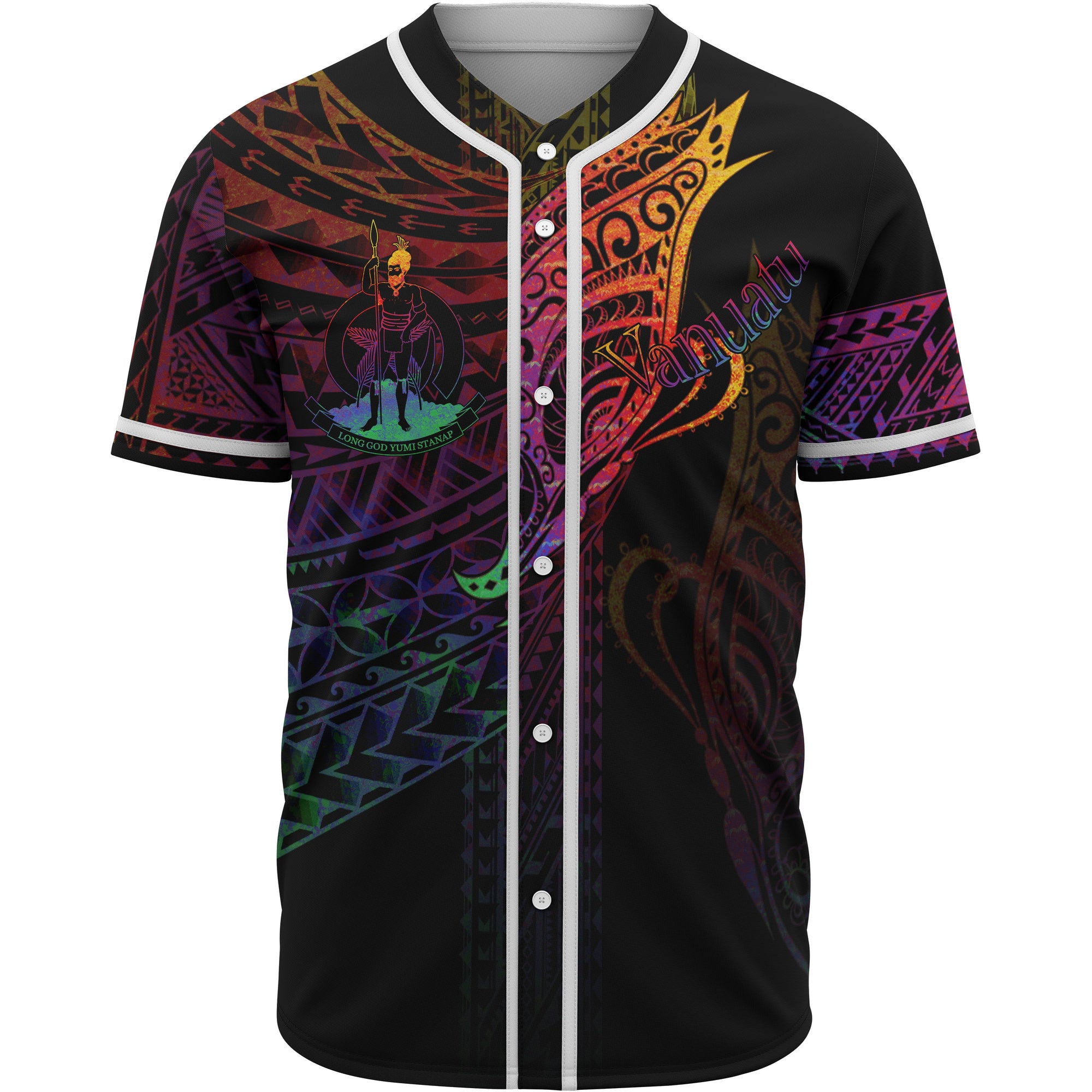 Vanuatu Baseball Shirt - Butterfly Polynesian Style Unisex Black - Polynesian Pride