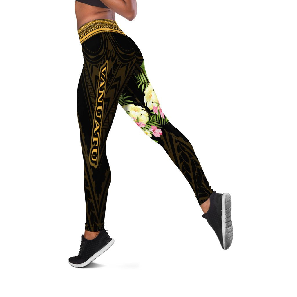 Vanuatu Leggings - Polynesian Gold Patterns Collection Black - Polynesian Pride