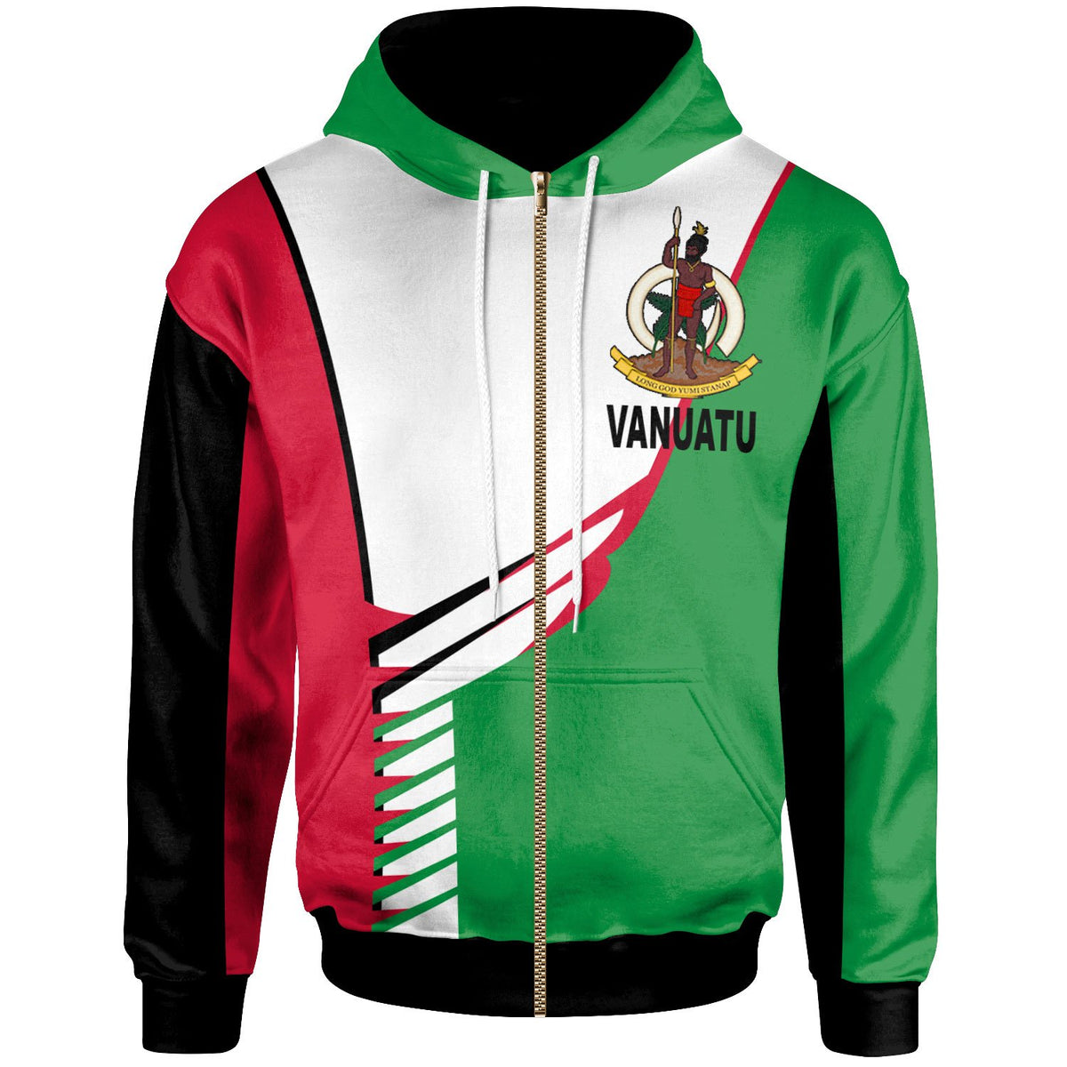 Vanuatu Zip up Hoodie Athletes Style Unisex Green - Polynesian Pride