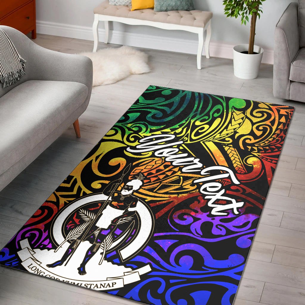 Vanuatu Custom Personalised Area Rug - Rainbow Polynesian Pattern Rainbow - Polynesian Pride