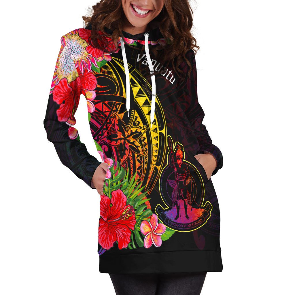 Vanuatu Hoodie Dress - Tropical Hippie Style - Polynesian Pride