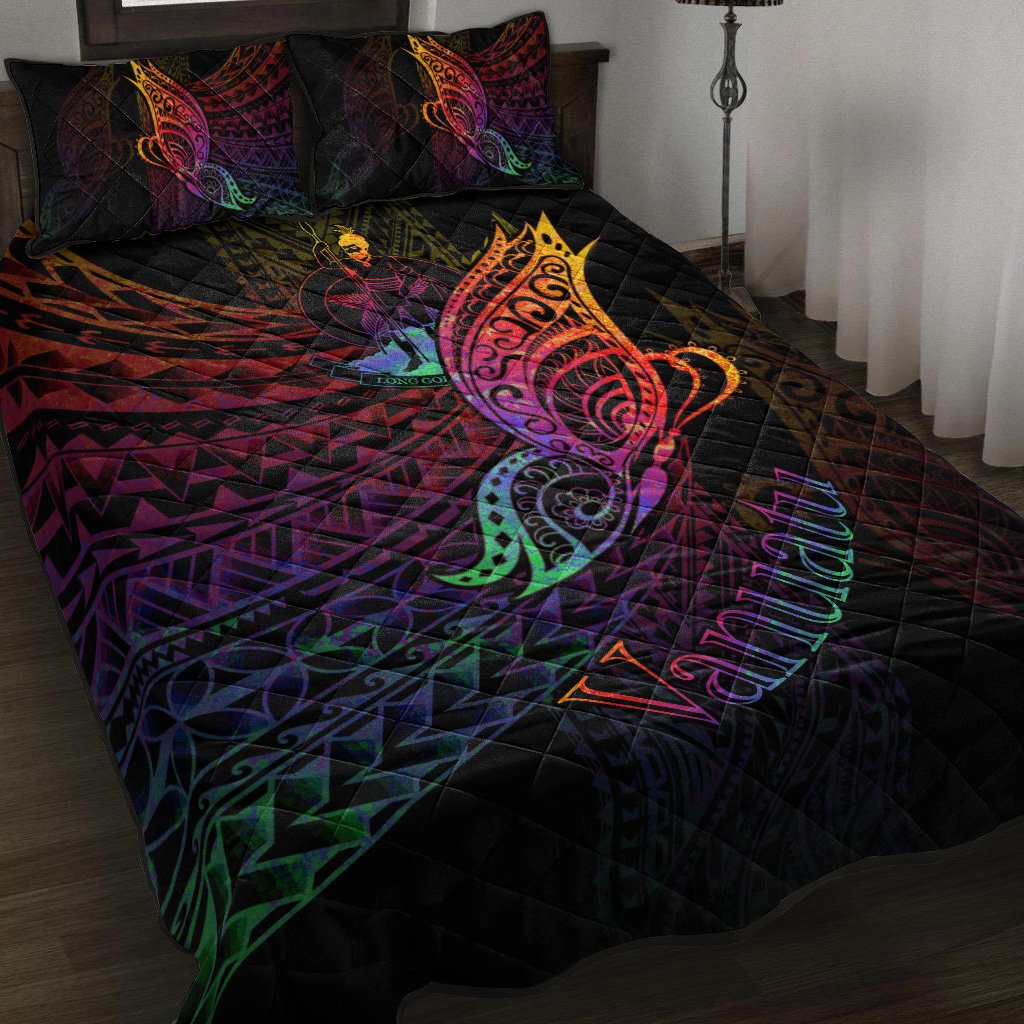 Vanuatu Quilt Bed Set - Butterfly Polynesian Style Black - Polynesian Pride