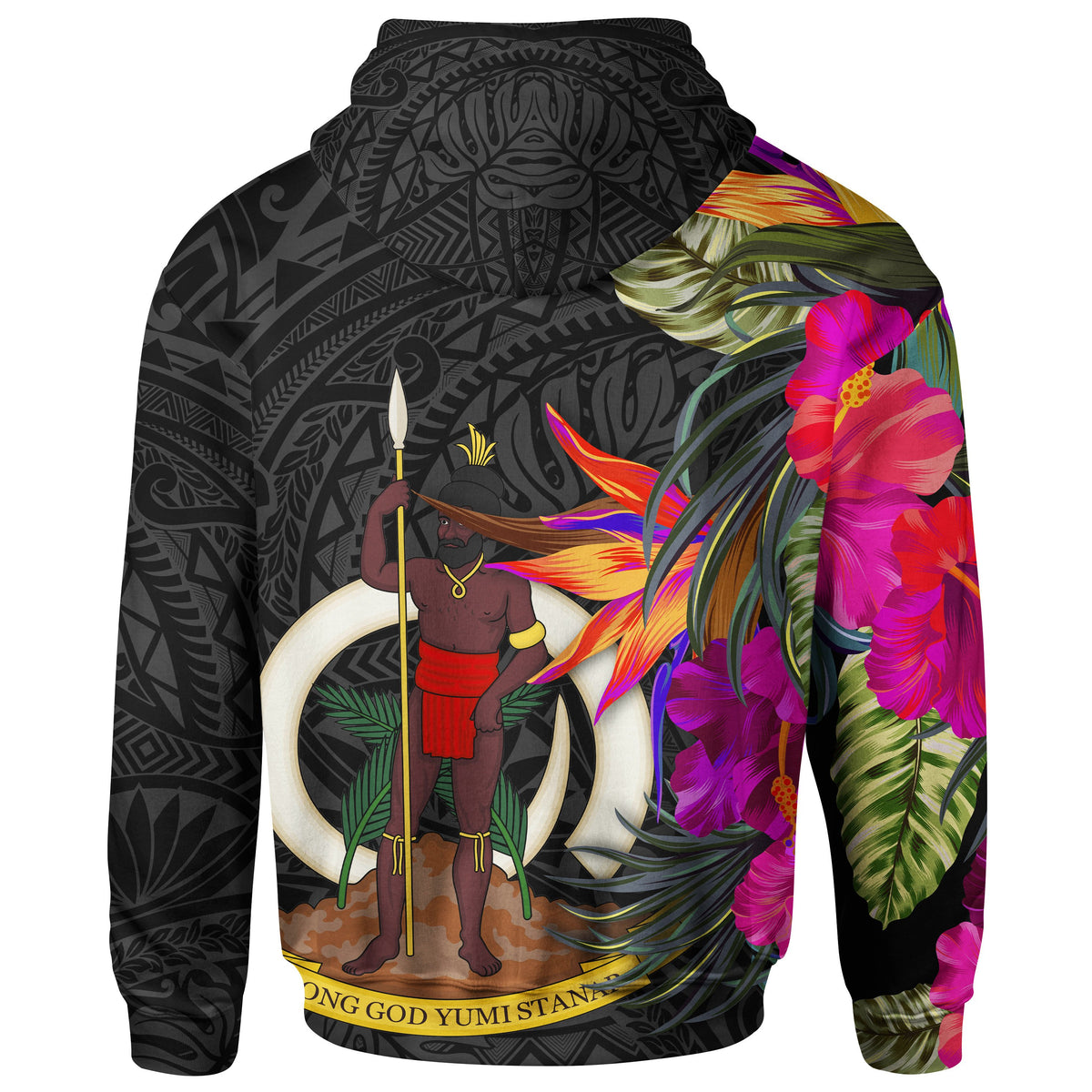 Vanuatu Hoodie Hibiscus Polynesian Pattern - Polynesian Pride