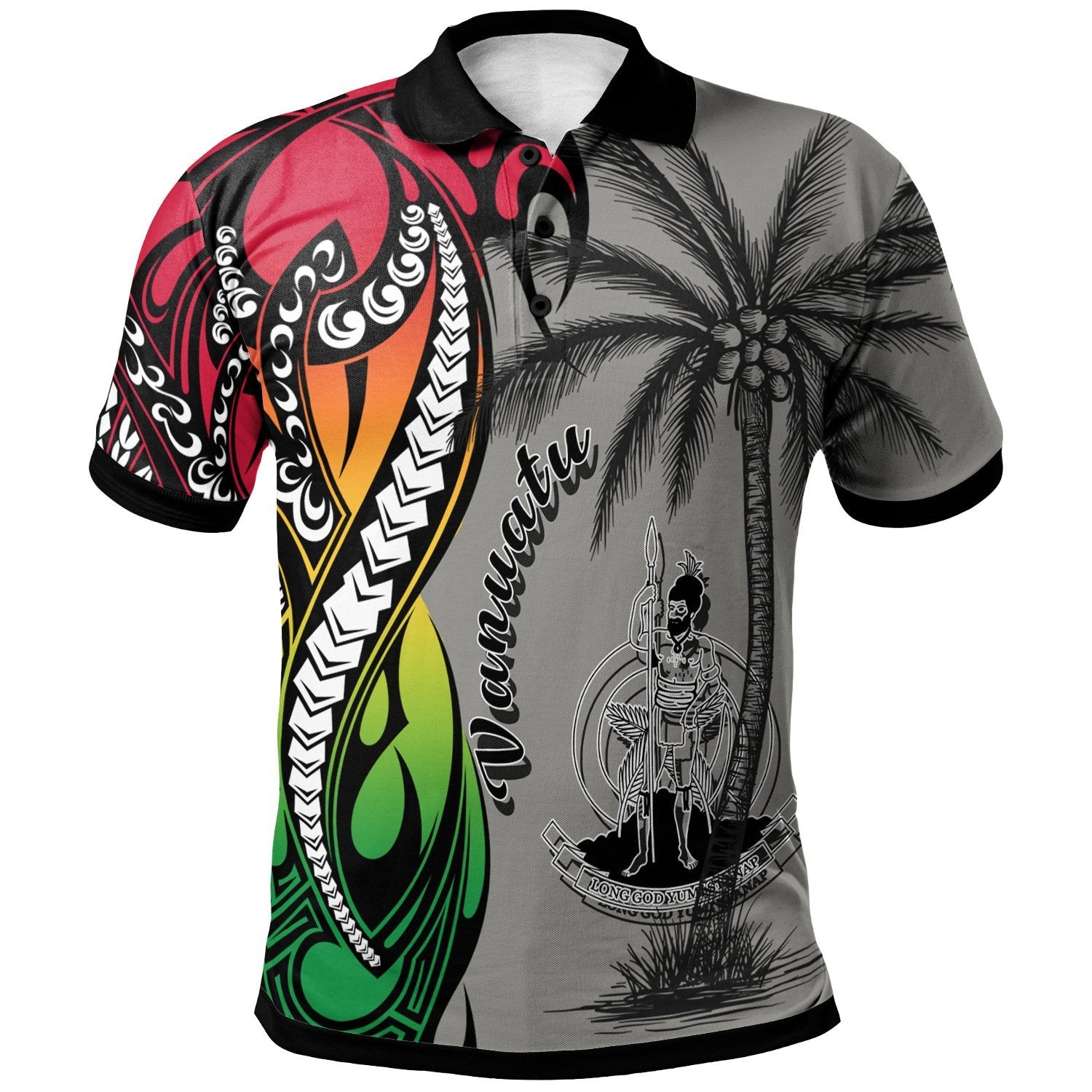 Vanuatu Polo Shirt Classical Coconut Tree Unisex Gray - Polynesian Pride