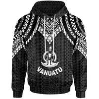 Vanuatu Hoodie Polynesian Armor Style Black Unisex Black - Polynesian Pride