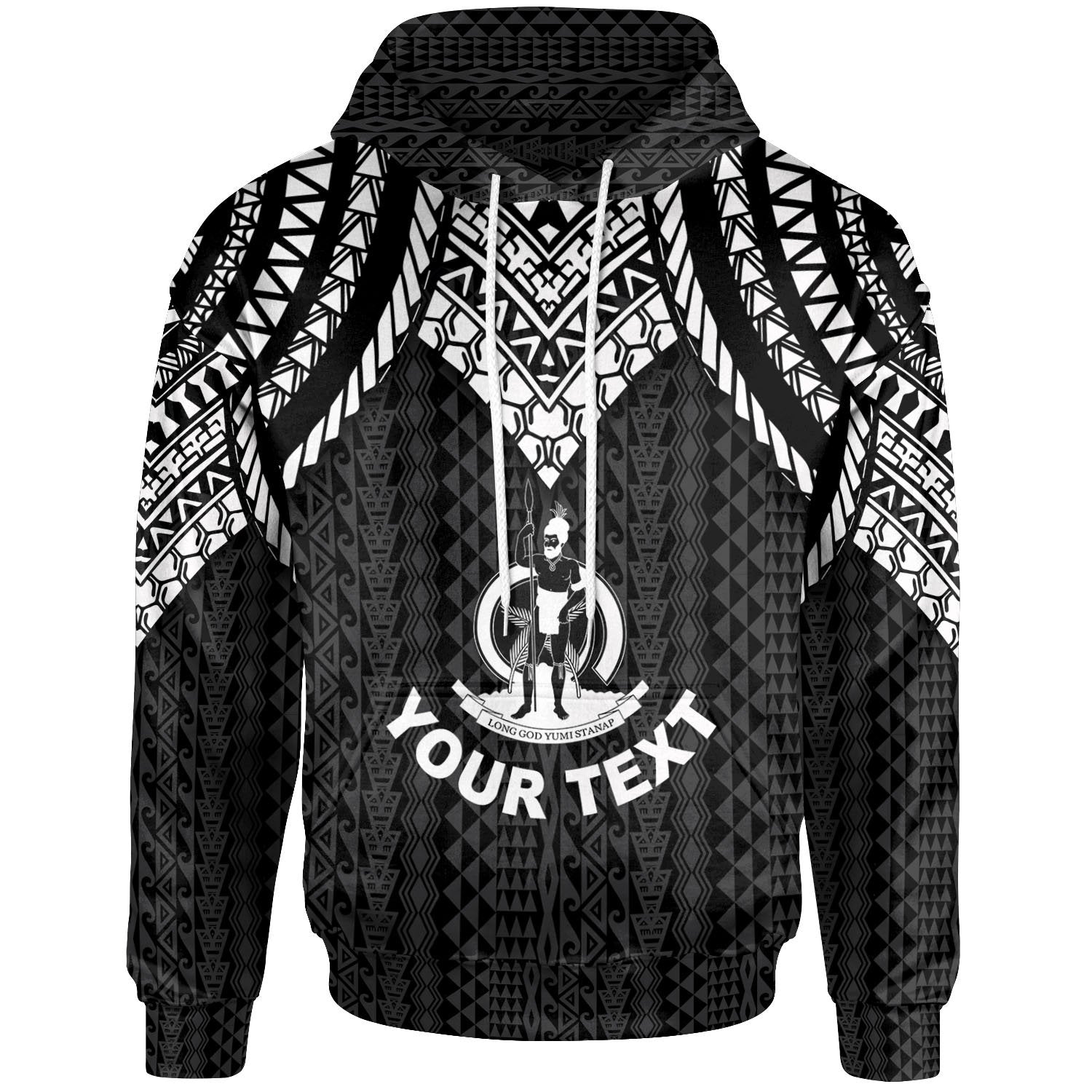 Vanuatu Custom Hoodie Polynesian Armor Style Black Unisex Black - Polynesian Pride