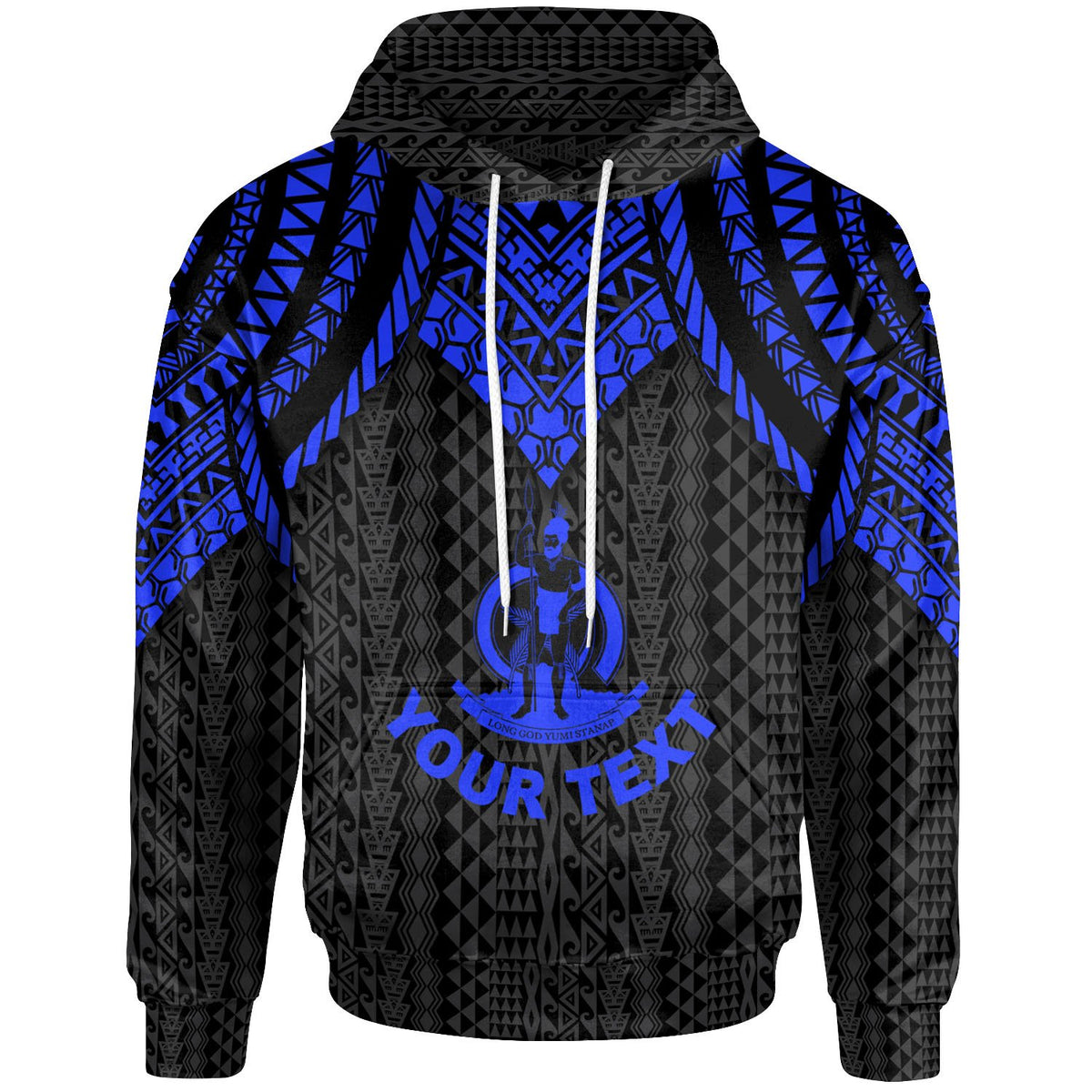 Vanuatu Custom Hoodie Polynesian Armor Style Blue Unisex Blue - Polynesian Pride