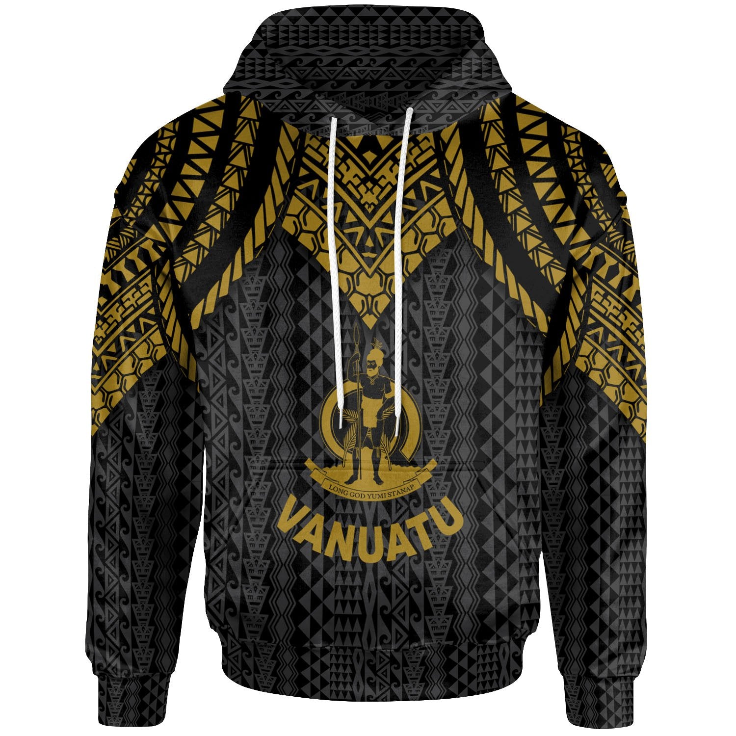 Vanuatu Hoodie Polynesian Armor Style Gold Unisex Gold - Polynesian Pride