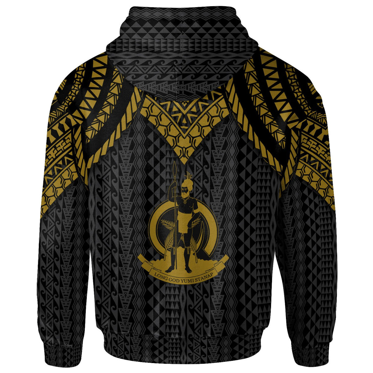 Vanuatu Zip up Hoodie Polynesian Armor Style Gold - Polynesian Pride