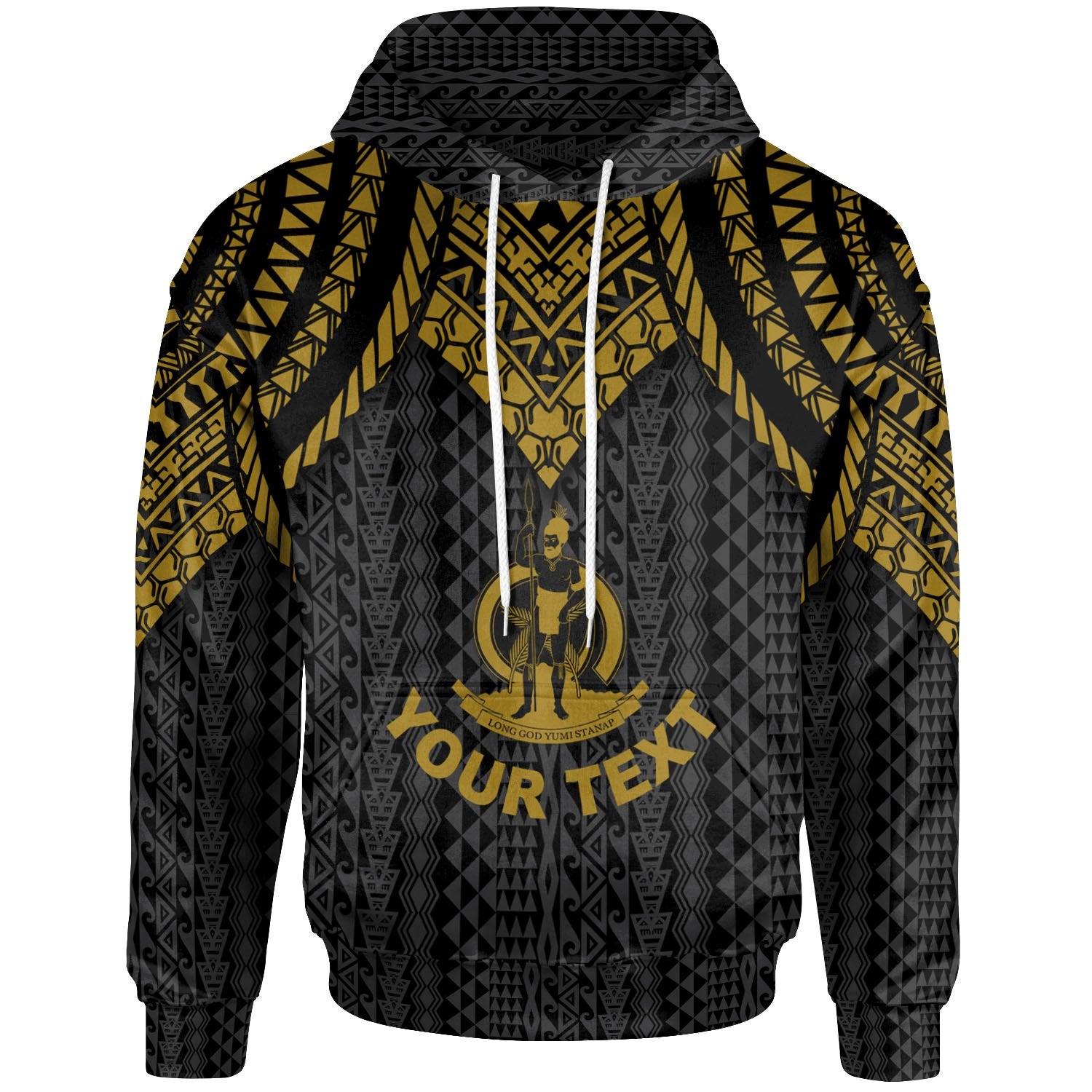 Vanuatu Custom Hoodie Polynesian Armor Style Gold Unisex Gold - Polynesian Pride