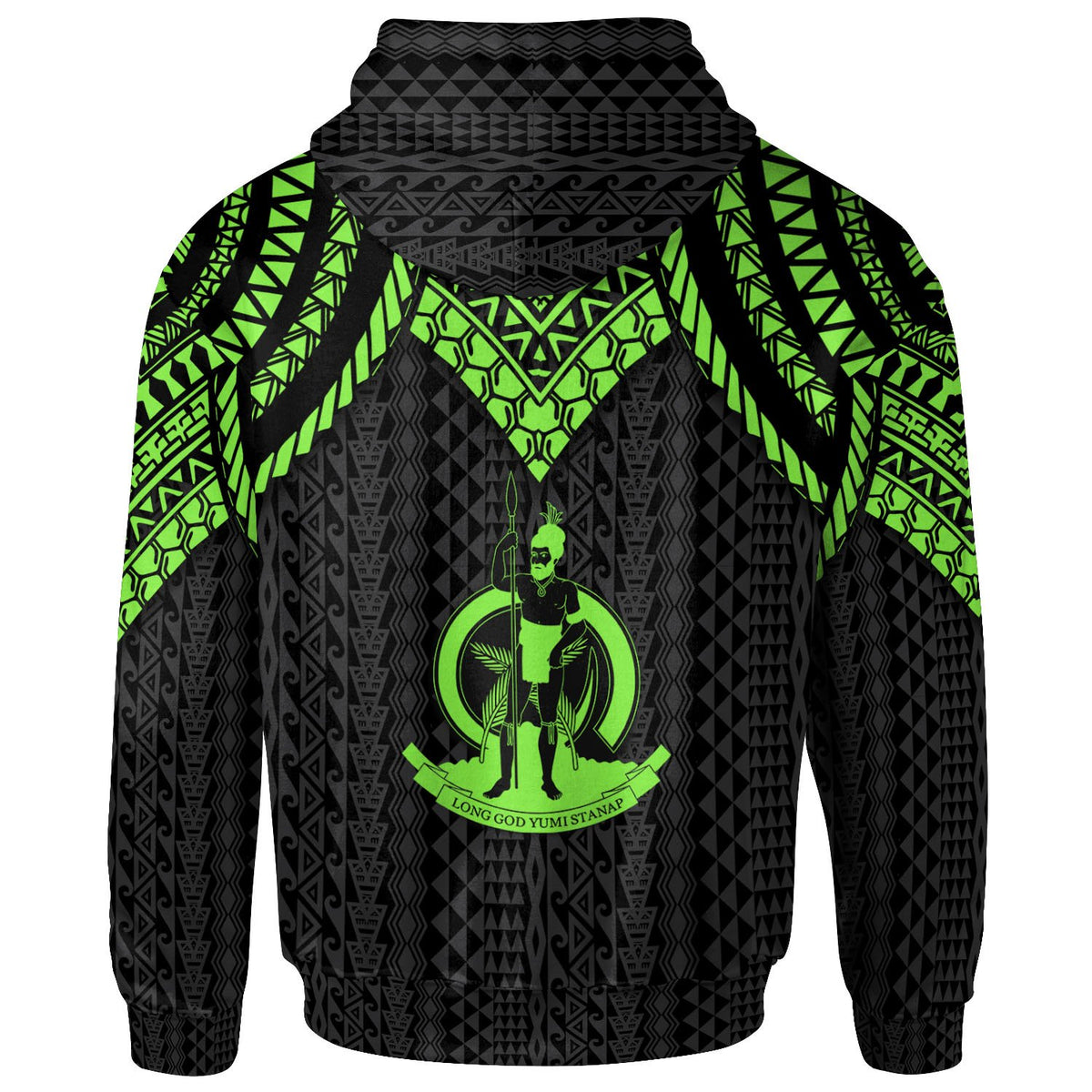 Vanuatu Hoodie Polynesian Armor Style Green - Polynesian Pride
