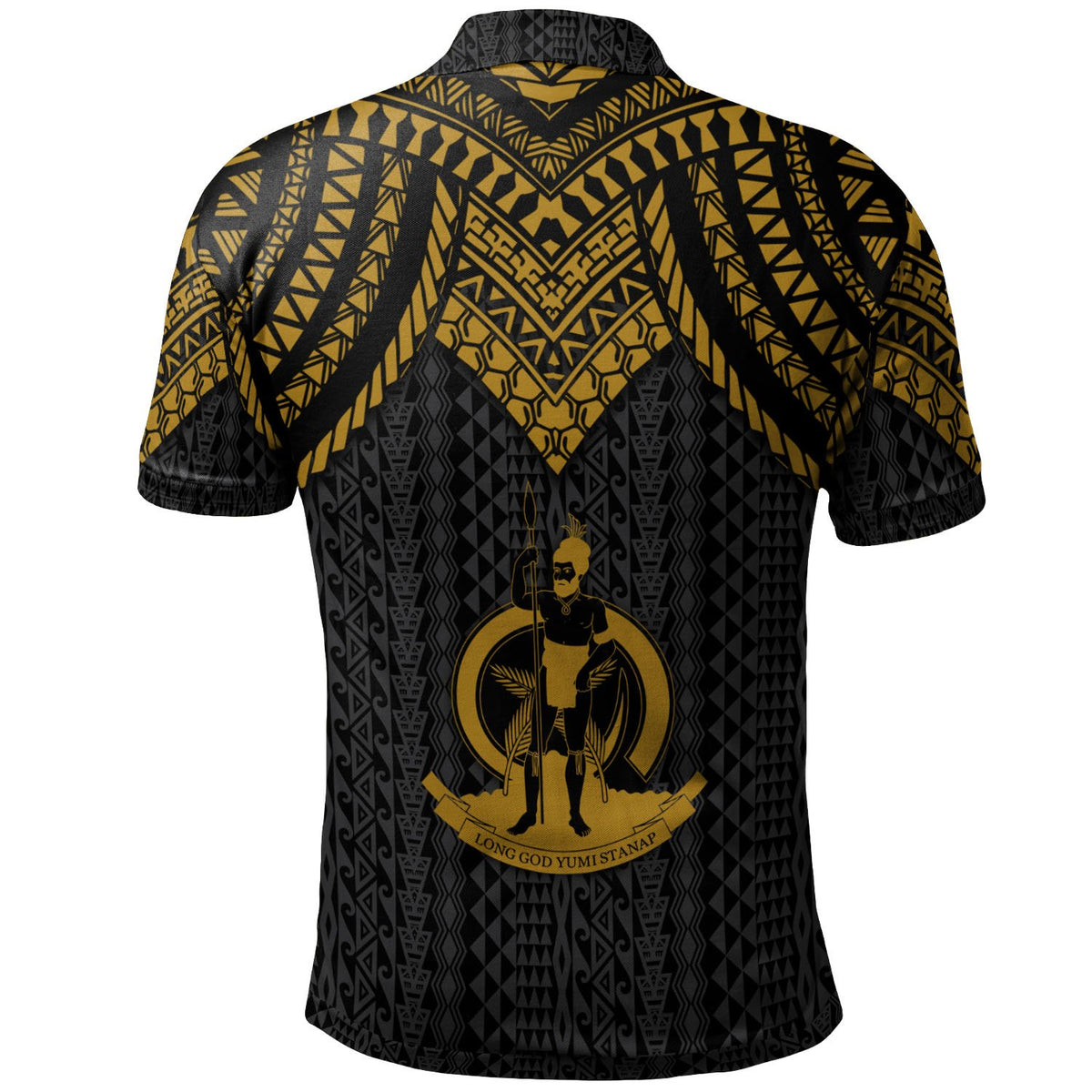 Vanuatu Custom Polo Shirt Polynesian Armor Style Gold - Polynesian Pride