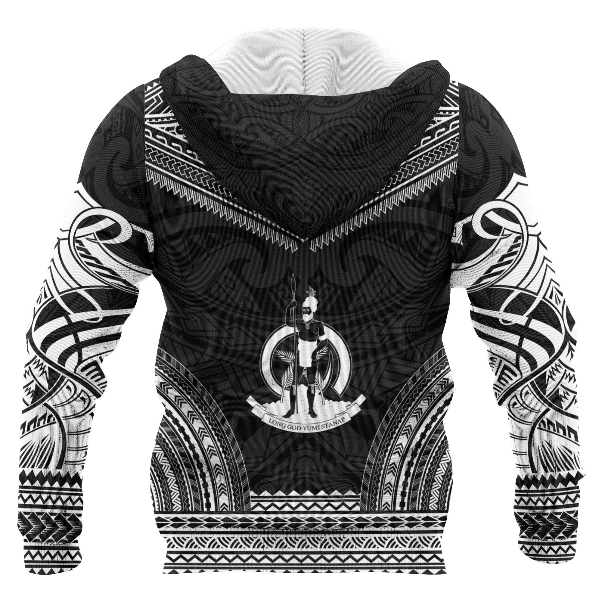 Vanuatu Polynesian Chief Custom Hoodie Black Version Unisex Black - Polynesian Pride