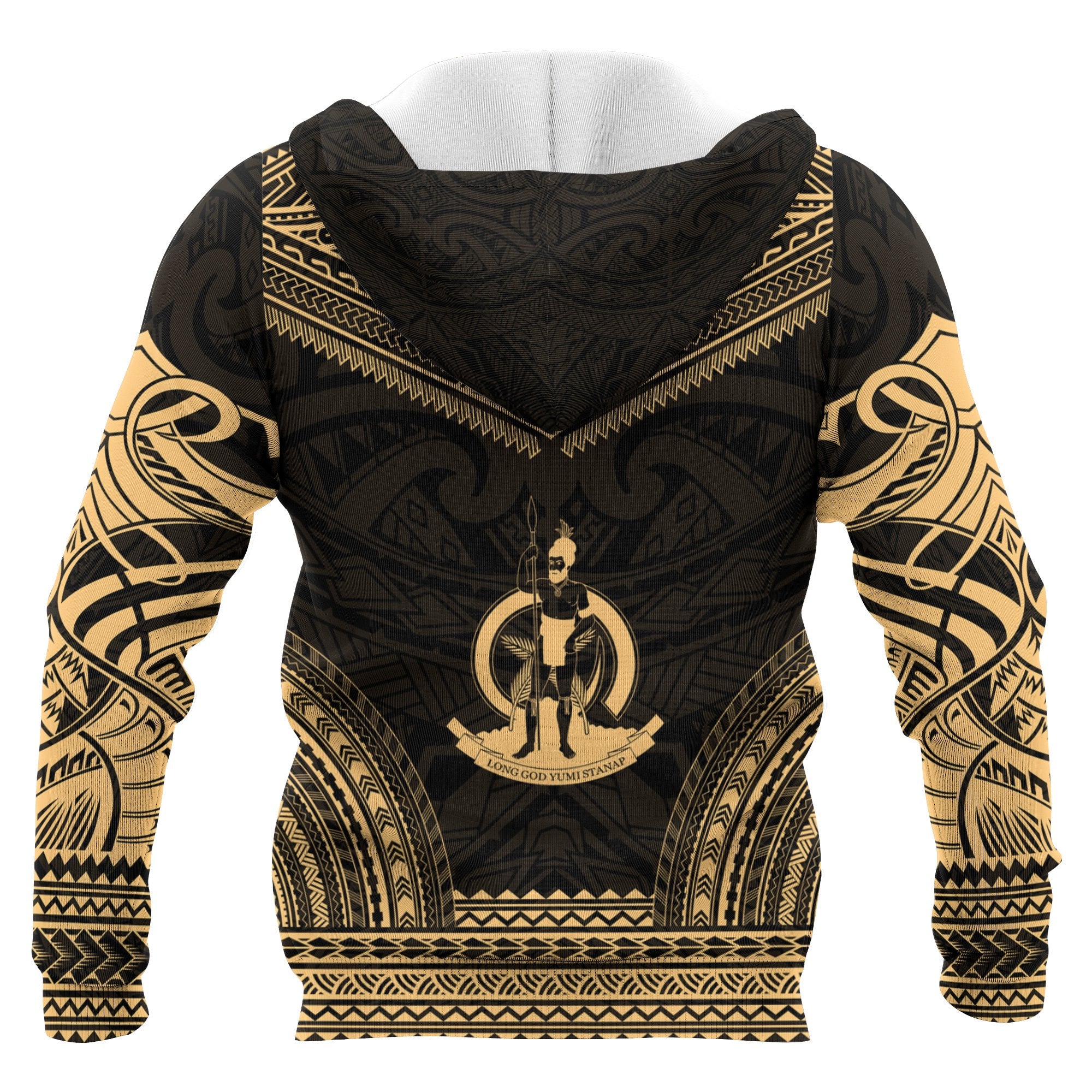 Vanuatu Polynesian Chief Custom Hoodie Gold Version Unisex Gold - Polynesian Pride