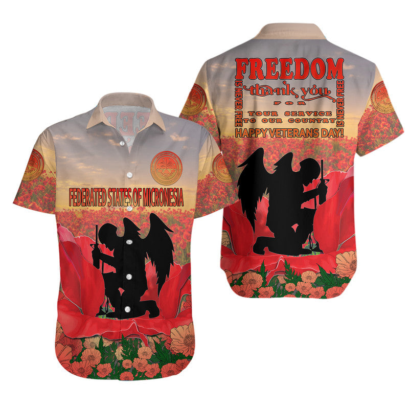 Federated States of Micronesia Veterans Day Hawaiian Shirt Angel Wing LT9 Unisex Red - Polynesian Pride