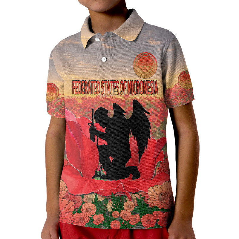 Custom Federated States of Micronesia Veterans Day Polo Shirt Angel Wing LT9 - Polynesian Pride