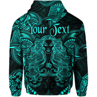 Custom Virgo Zodiac Polynesian Zip Hoodie Unique Style Turquoise LT8 - Polynesian Pride