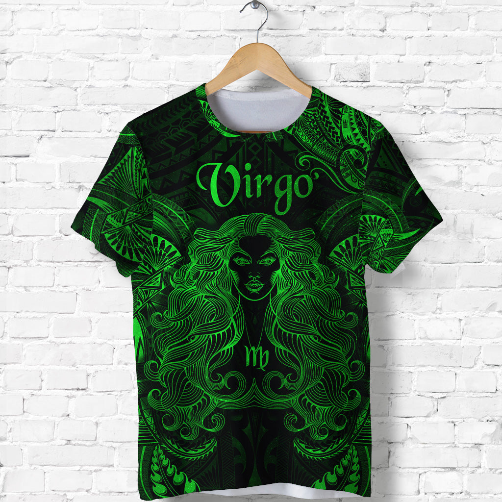 Virgo Zodiac Polynesian T Shirt Unique Style Green LT8 - Polynesian Pride