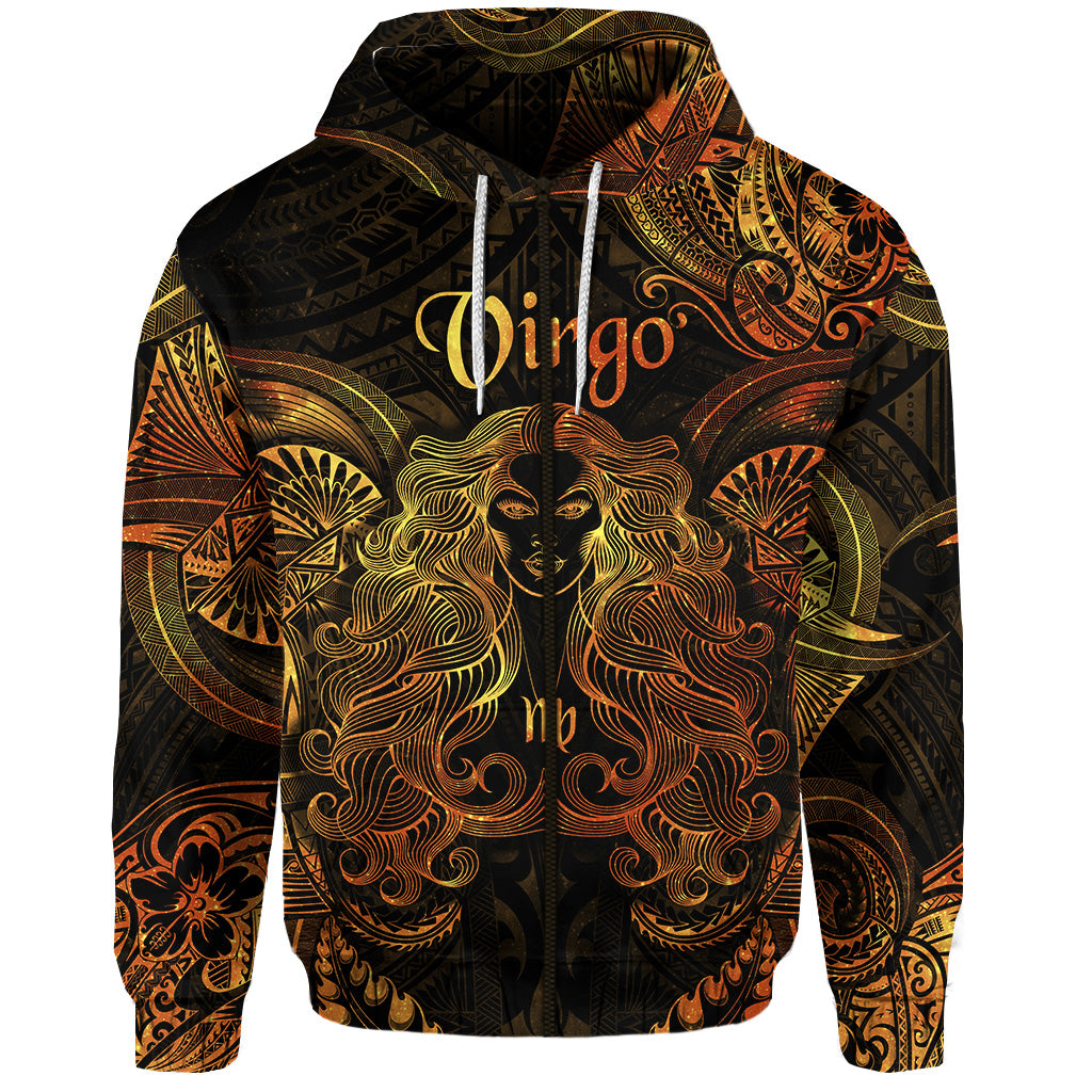 Virgo Zodiac Polynesian Zip Hoodie Unique Style Gold LT8 - Polynesian Pride