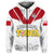 Custom Mate Maa Tonga Rugby Hoodie Tongan Kupesi White Style LT9 Zip Hoodie White - Polynesian Pride