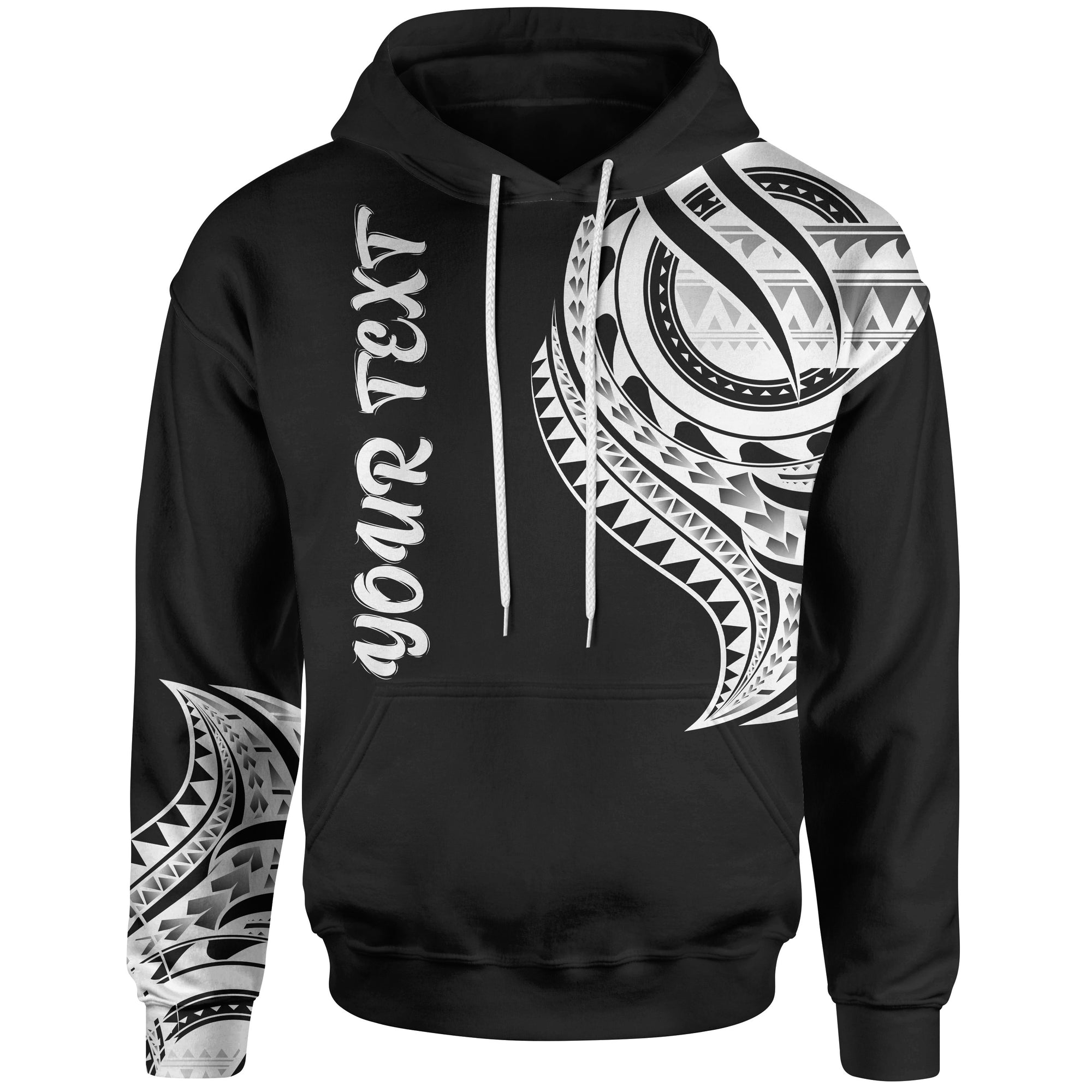 Solomon Islands Custom Hoodie Solomon Islands Tatau White Patterns Unisex Black - Polynesian Pride