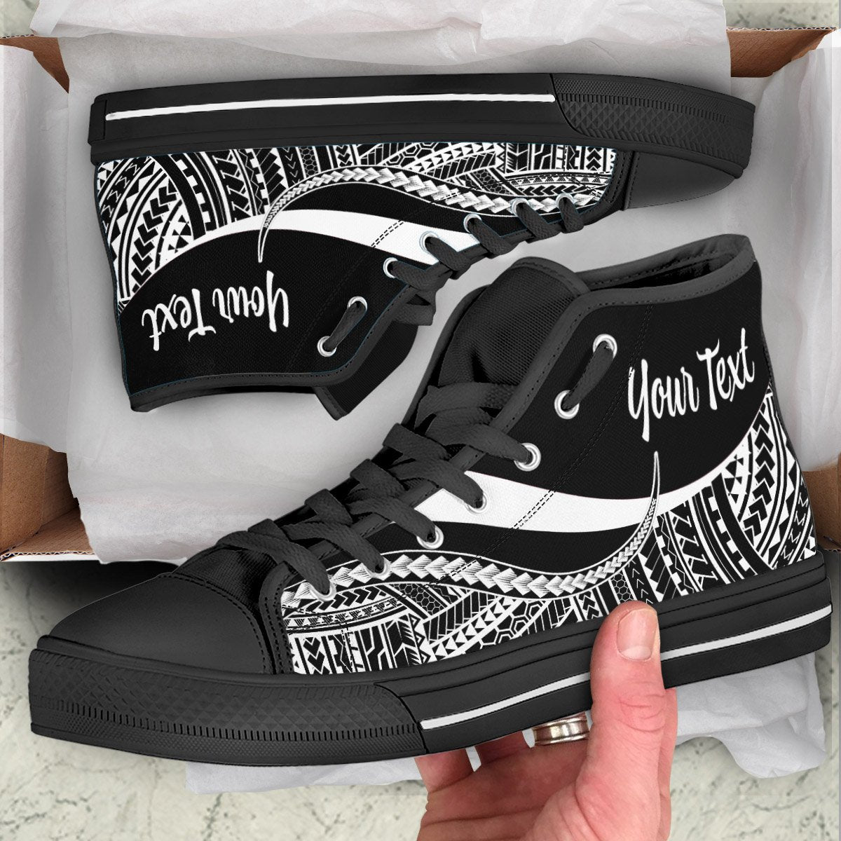 Chuuk Custom Personalised High Top Shoes White - Polynesian Tentacle Tribal Pattern Unisex Black - Polynesian Pride