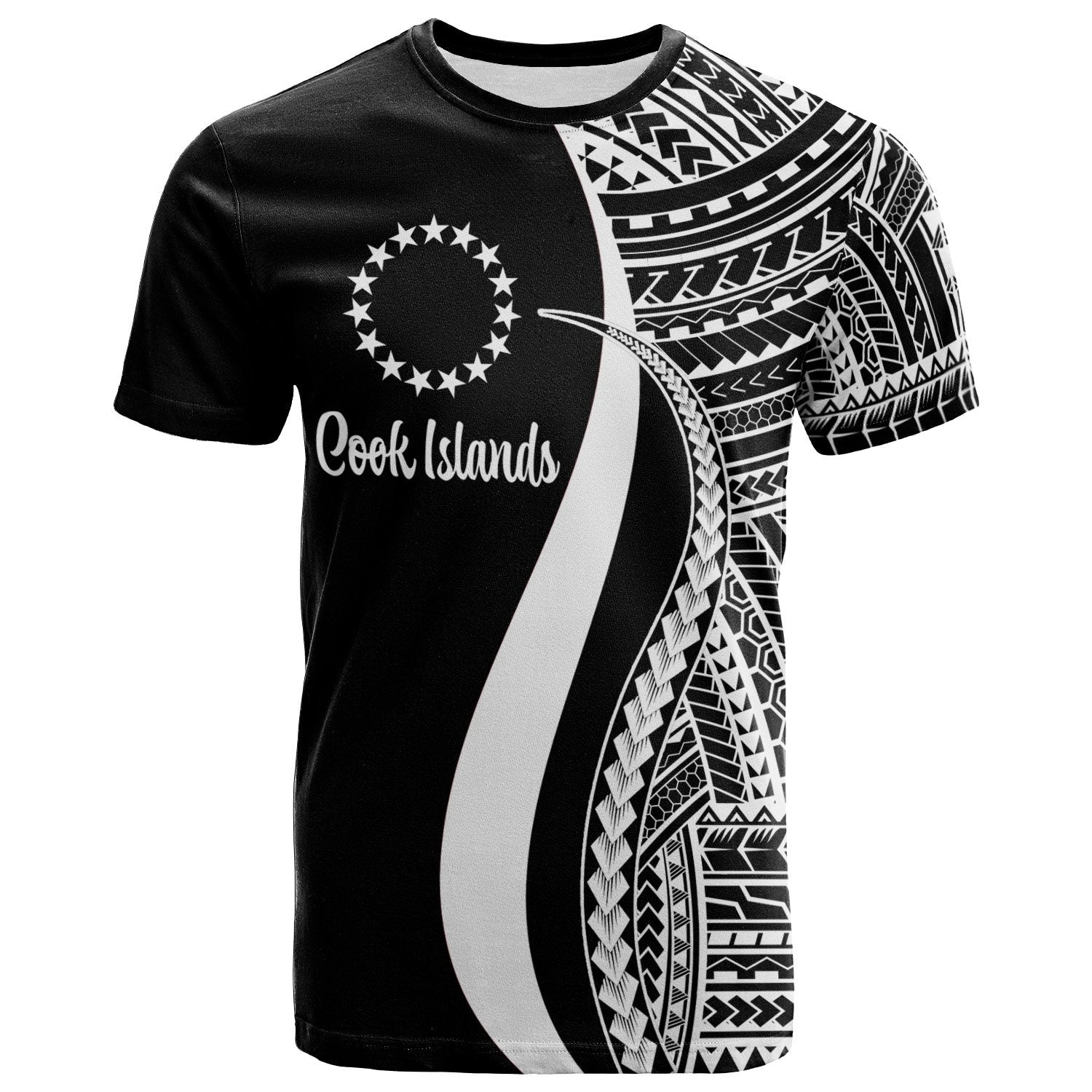 Cook Islands T Shirt White Polynesian Tentacle Tribal Pattern Unisex White - Polynesian Pride