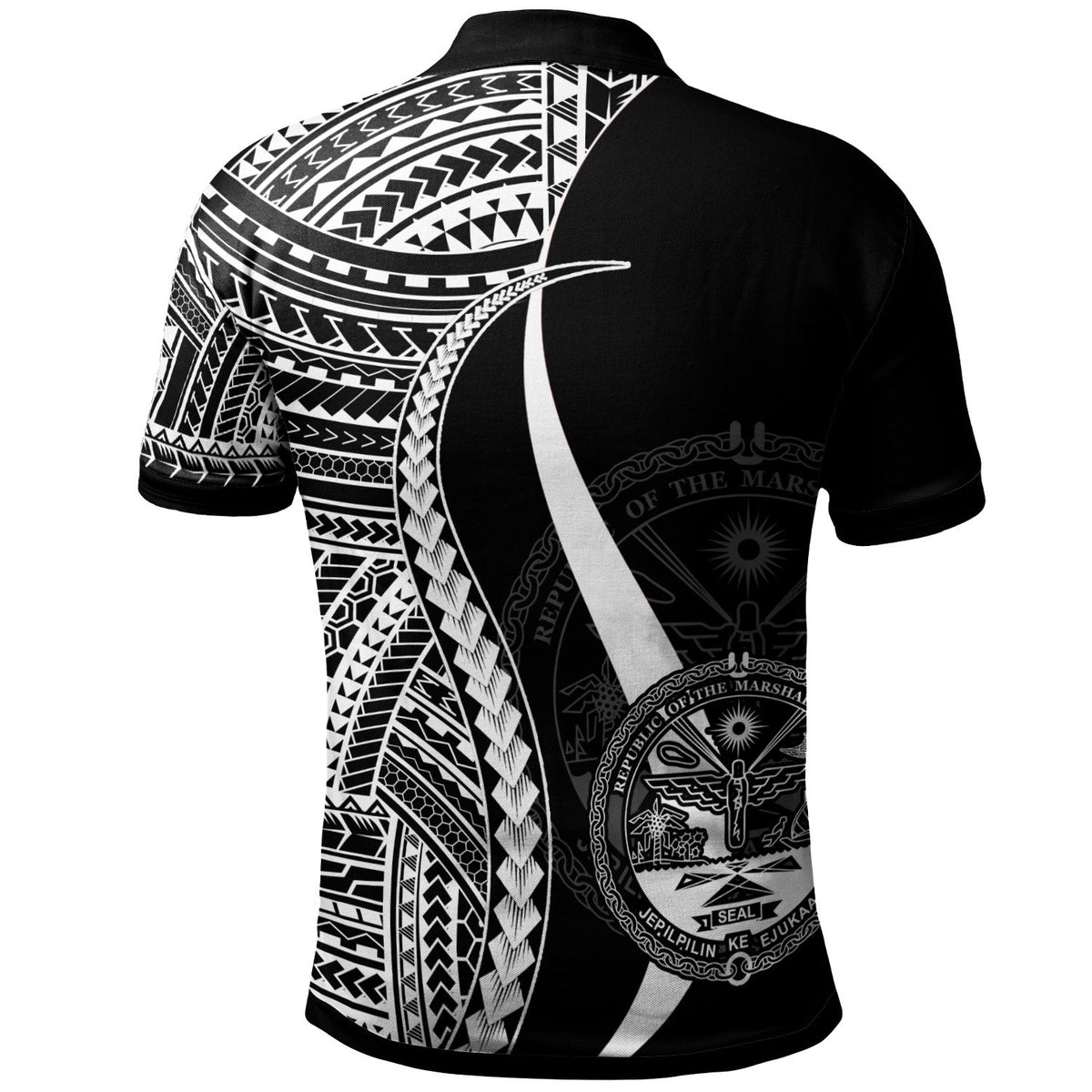 Marshall Islands Polo Shirt White Polynesian Tentacle Tribal Pattern Crest - Polynesian Pride