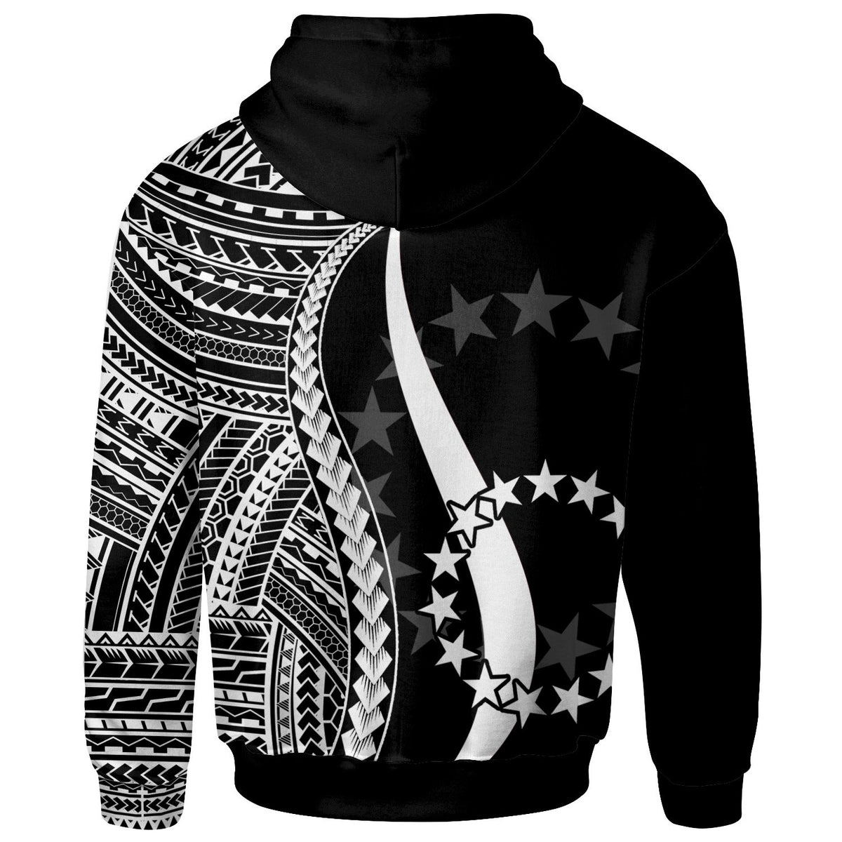 Cook Islands Zip up Hoodie White Tentacle Tribal Pattern - Polynesian Pride