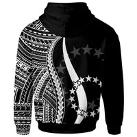 Cook Islands Zip up Hoodie White Tentacle Tribal Pattern - Polynesian Pride